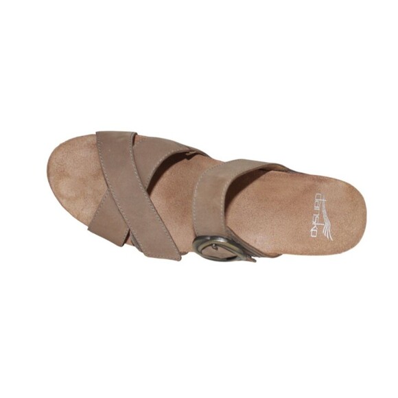 Dansko Women's Taupe Milled Nubuck Leather Susie Wedge Sandals - 39 (US 8) - Picture 9 of 11